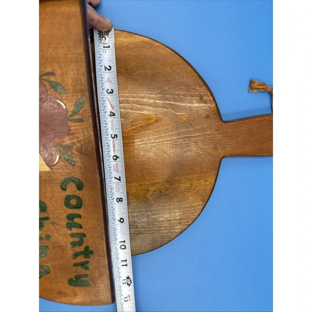 Vtg Wooden Country Apple Farmhouse Kitchen Wall Hanger Paper Plate Holder